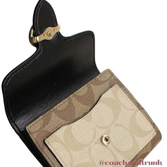 COACH Leather Georgie Wallet Gold Metal Horse Carriage Snap Buckle NWT - Picture 3 of 13